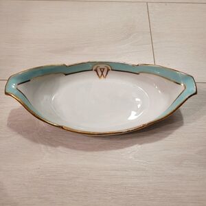 CH. Pillivuyt & Co Dish Paris Initial W. Gold Gilded Porcelain Serving Dish